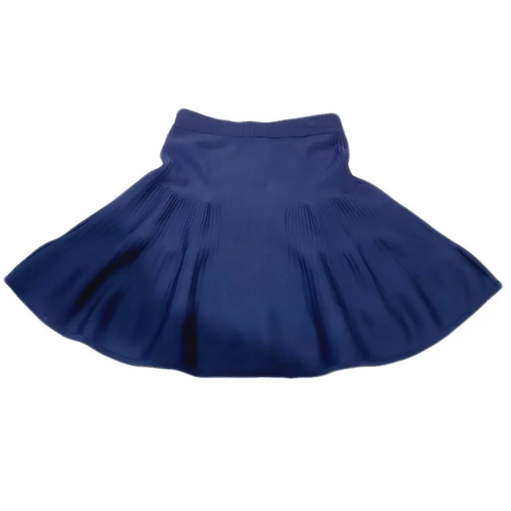 Intermix designer High Waist casual solid blue knit skirt size small - Picture 2 of 10